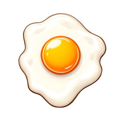 A cartoonish fried egg with a perfectly round, bright yellow yolk