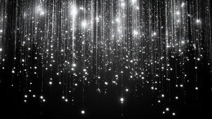 Sparkling silver glitter rain falling on black background. (1)