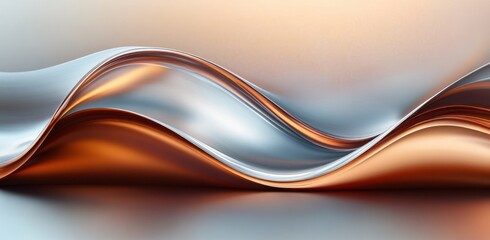 Obraz premium Elegant Abstract Composition with Smooth Curves in Warm Copper and Cool Silver Tones
