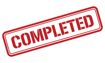 completed red stamp text vector