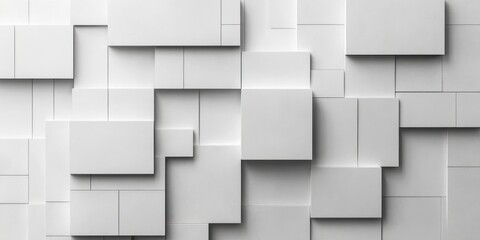 Obraz premium Overlapping White Rectangles Soft Gray Background High Contrast Shadows Asymmetrical Balance Minimalist Design