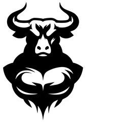 Bull head gym logo silhouette