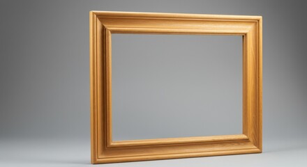 Wooden Frame on Gray Gradient Background - Ideal for Art Display, Craft Projects, and Interior Design Photography