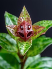 Close-up of a unique flower with a face-like structure