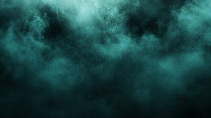 Fototapeta premium Dark green-blue grainy gradient background with a black backdrop, featuring a noise texture effect. Modern, wide banner format with blurred, empty space ideal for captions or webpage headers.
