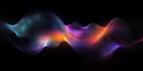 Fototapeta premium Abstract Fluid Wave Pattern with Neon Colors and Backlighting on Black Background