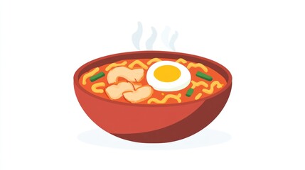 Delicious and Steaming Hot Bowl of Ramen Noodles.