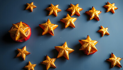 Obraz premium Baked or roasted apples with Christmas stars, low-poly. isolated with white shades