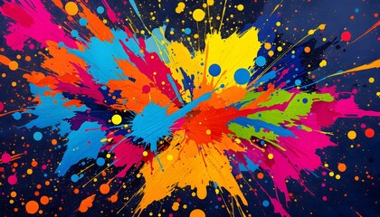 Vibrant Colorful Paint Splatter Abstract Art Explosion Design