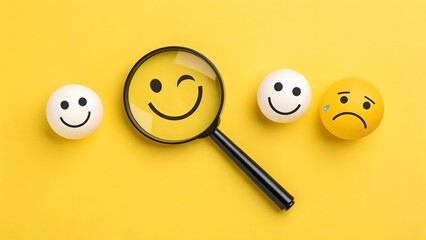 Smiley Face & Magnifying Glass Happiness & Mood Selection V4
