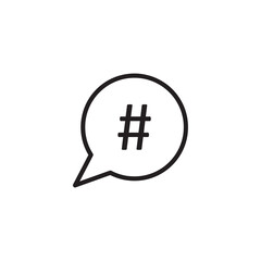 Obraz premium Hashtag icon in speech bubble. vector flat black simple trendy style illustration for web and app..eps
