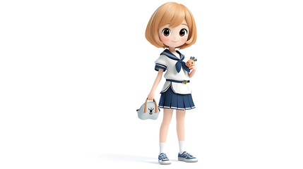 A cartoon girl in a sailor outfit holding a stuffed animal. generated using AI