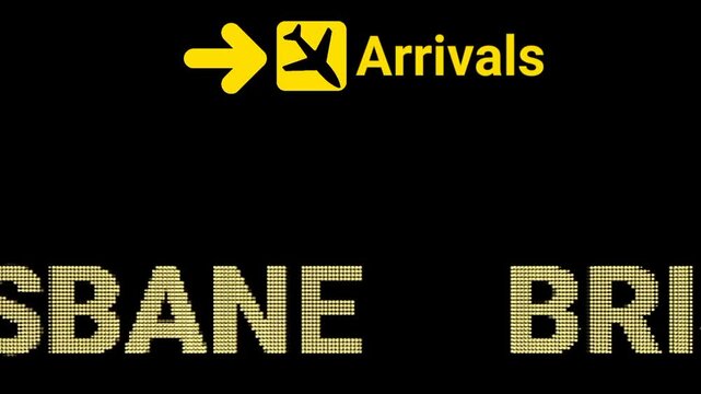 Animated Sign Board at BRISBANE Airport: Welcome to the Future of Arrival. Suitable for travel vlogs, promotional videos, or digital advertisements showcasing modern airport experiences