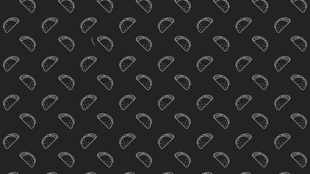 a black and white pattern of taco background food and cuisine