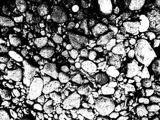 Isolated texture of rocks and pebbles with a transparent background. Perfect for use in graphic design, digital art. Allows for easy overlay and blending in various creative projects