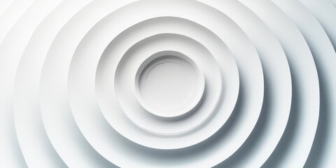 White Concentric Circles Abstract Minimalist Background with Soft Lighting and Gradient Effects