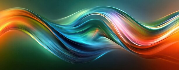 Obraz premium Abstract Flowing Waves Background in Green Blue and Orange