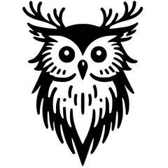 Combined silhouette of deer and owl
