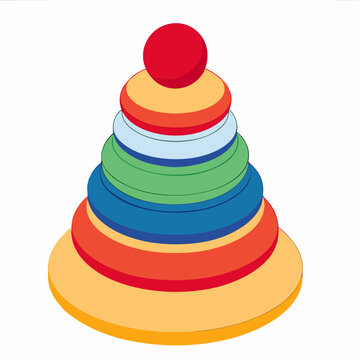 Kindergarten pyramide icon Isometric of kindergarten     vector illustration (3)