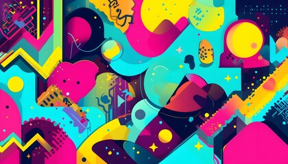 Retro 80s Memphis Style Abstract Background