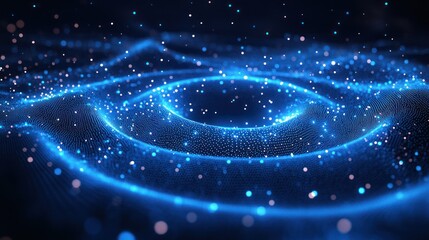 Obraz premium Abstract blue glowing particle wave.