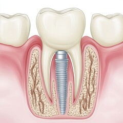 Dental Implant Anatomy: A Detailed Illustration of a Single Tooth Implant Procedure