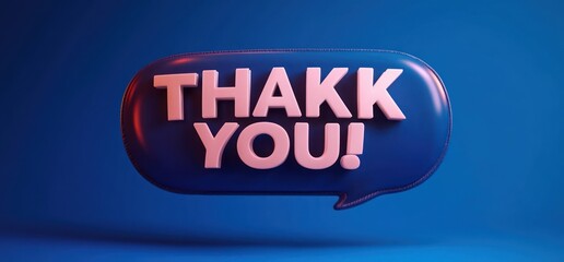 Naklejka premium 3D Speech Bubble Thank You Message Icon Illustration Against Blue Gradient Background