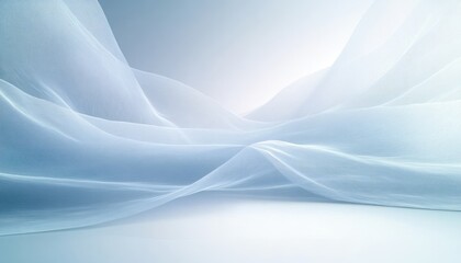 Fototapeta premium Minimalist Abstract Landscape Soft Flowing Lines Gradient Blue White Serene Illumination Depth