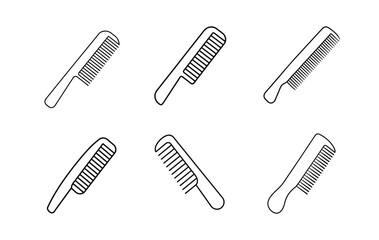Simple Black Line Art Combed Hairbrushes