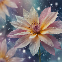 Illustration Background Beautiful pink lotus in a quiet garden pond Abstract