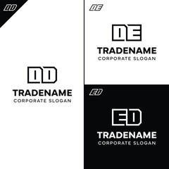 Letters DD DE ED Square and Dynamic Logo Set