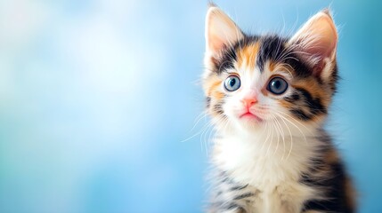 Fototapeta premium adorable calico kitten with blue eyes