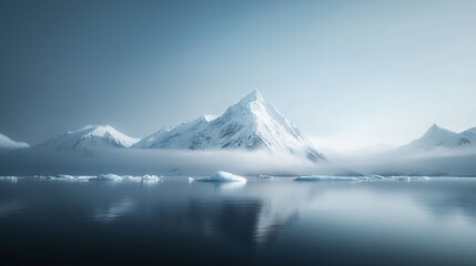 Robotic Drone Mapping Glowing Icebergs in Arctic Landscape Aerial Photography Serene Environment