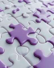 Obraz premium Close-up of purple and white puzzle pieces. (1)