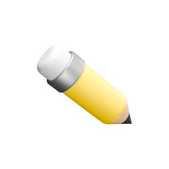 3D rendered of yellow pencil on white background 