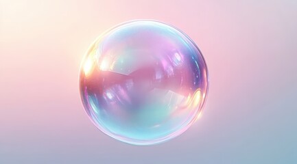 Iridescent Soap Bubble with Pastel Colors and Reflections
