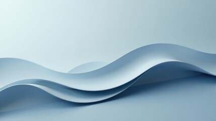 Serene Blue Abstract Waves A Minimalist Composition of Smooth, Undulating Forms on a Pastel Background