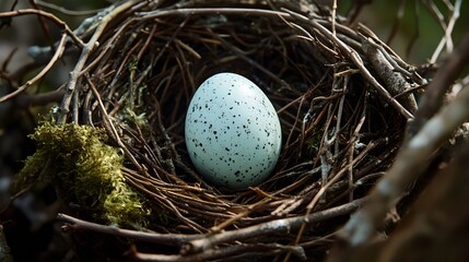 single bird egg in nest