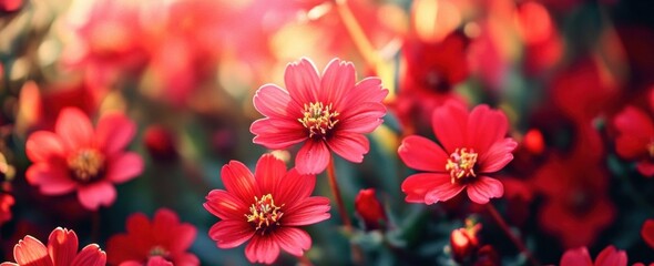 vibrant red flowers close-up nature macro photography garden petals sunlight