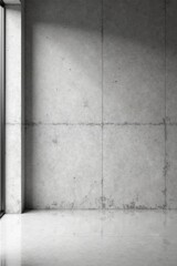 Fototapeta premium Modern Minimalist Interior Design Empty Room with Concrete Wall and Polished Floor Featuring Natural Light