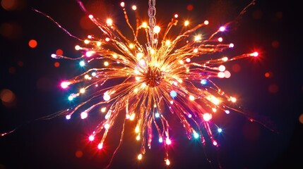 Vibrant fireworks display in the night sky with bright colors and sparks.