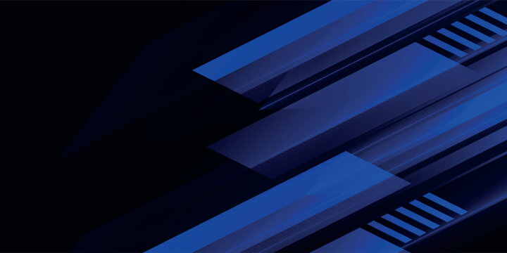 Abstract blue banner design vector, dynamic sporty horizontal background template for media promotion