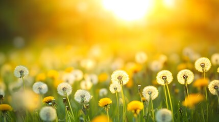 dandelion field sunset