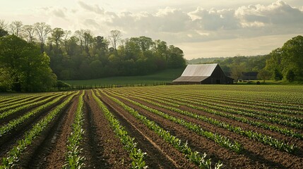 Farmland Rows & Rustic Barn