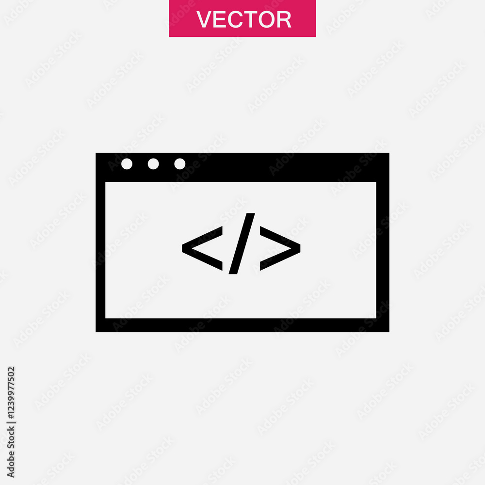 Wall mural code, web icon. vector flat black simple trendy style illustration for web and app..eps