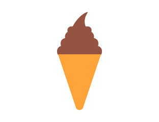 コーンに入ったチョコソフトクリームのアイコンのイラスト