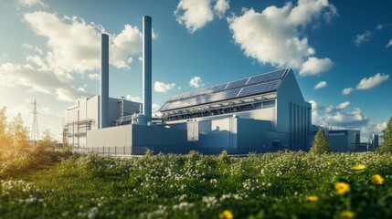 A smart waste-to-energy plant generating electricity. 