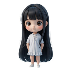 Little girl having long hair, baby hair cut, big eyes, little girl standing, PNG image 
