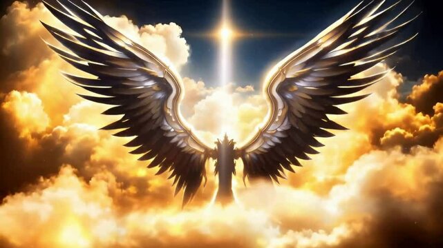 Ethereal Angel Wings Sky Background