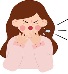 Illustration of a person coughing with hand over mouth